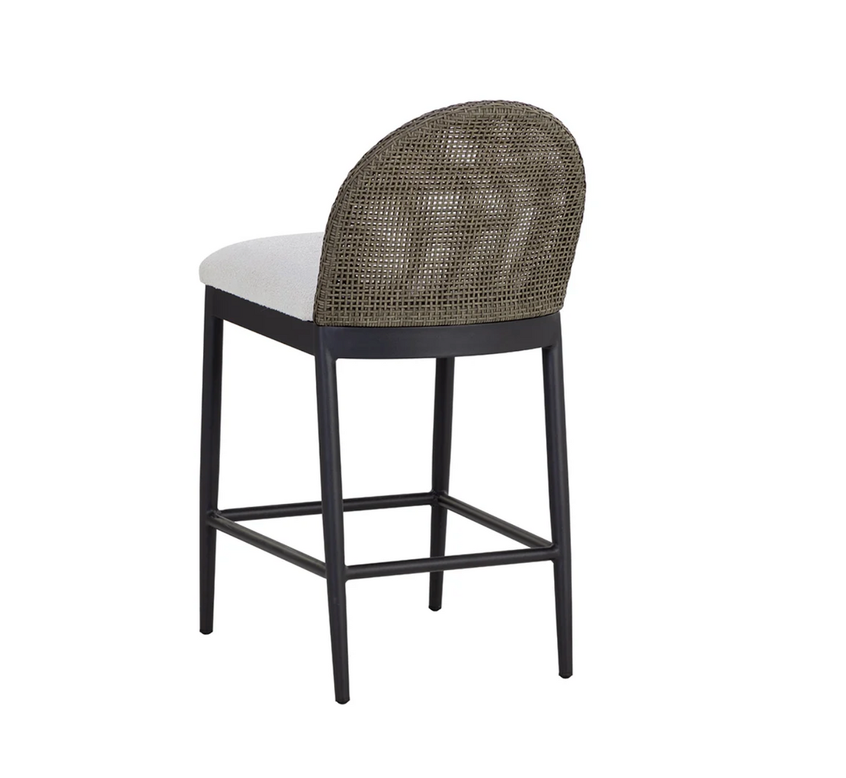 Calandri Grey Wicker & Cream Outdoor Counter Stool