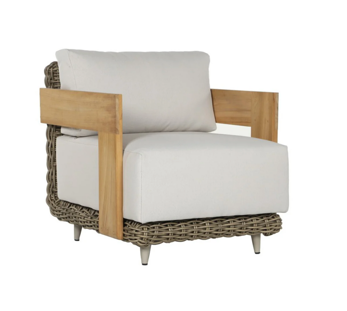 Potenza Taupe Wicker & Palazzo Cream Outdoor Lounge Chair
