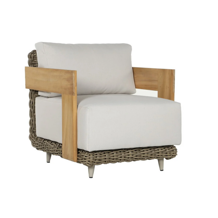 Potenza Taupe Wicker & Palazzo Cream Outdoor Lounge Chair