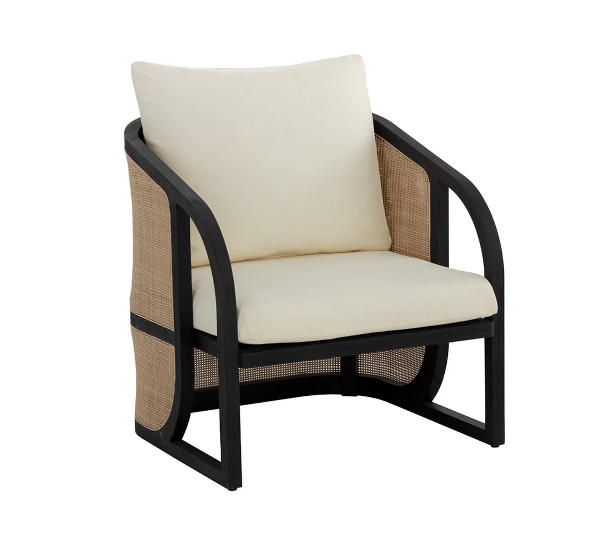Palermo Natural Wicker, Charcoal & Cream Lounge Chair