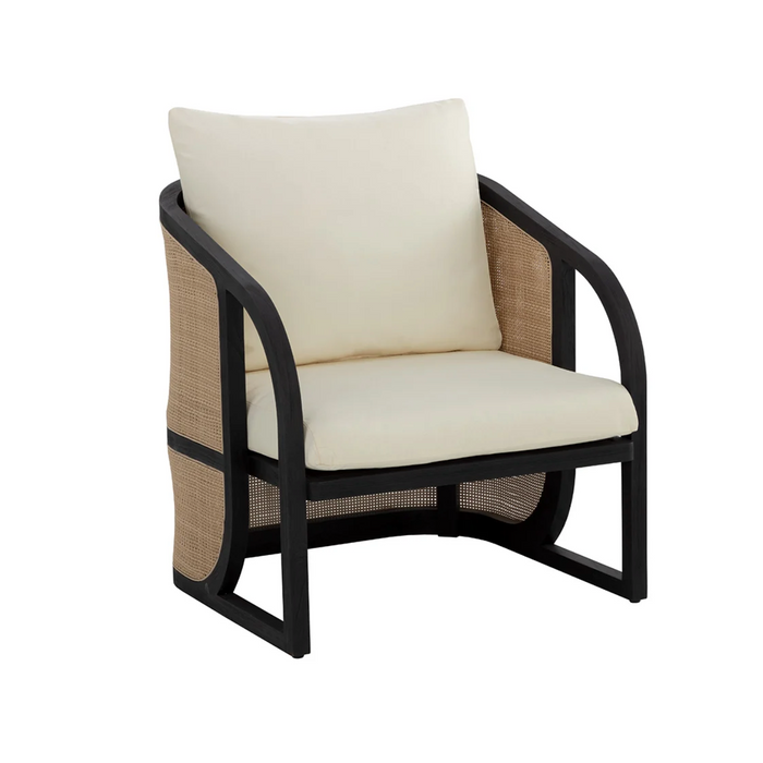 Palermo Natural Wicker, Charcoal & Cream Lounge Chair