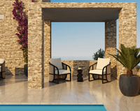 Palermo Natural Wicker, Charcoal & Cream Lounge Chair