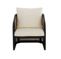 Palermo Natural Wicker, Charcoal & Cream Lounge Chair
