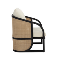 Palermo Natural Wicker, Charcoal & Cream Lounge Chair