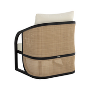 Palermo Natural Wicker, Charcoal & Cream Lounge Chair