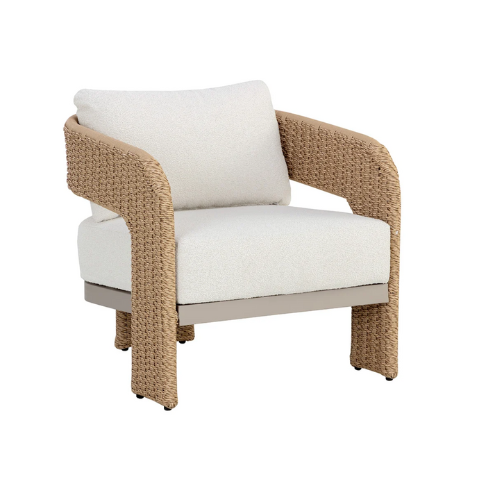 Pylos Natural Rattan Weave & Cream Boucle Lounge Chair