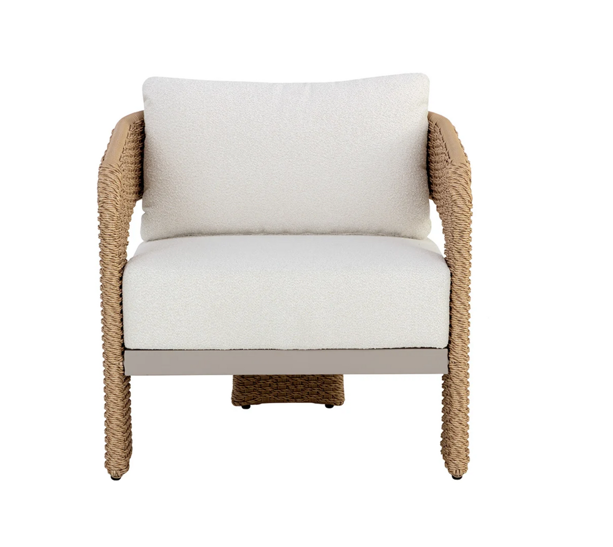 Pylos Natural Rattan Weave & Cream Boucle Lounge Chair