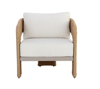 Pylos Natural Rattan Weave & Cream Boucle Lounge Chair