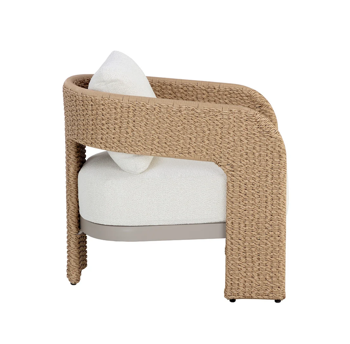 Pylos Natural Rattan Weave & Cream Boucle Lounge Chair