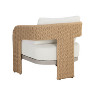 Pylos Natural Rattan Weave & Cream Boucle Lounge Chair
