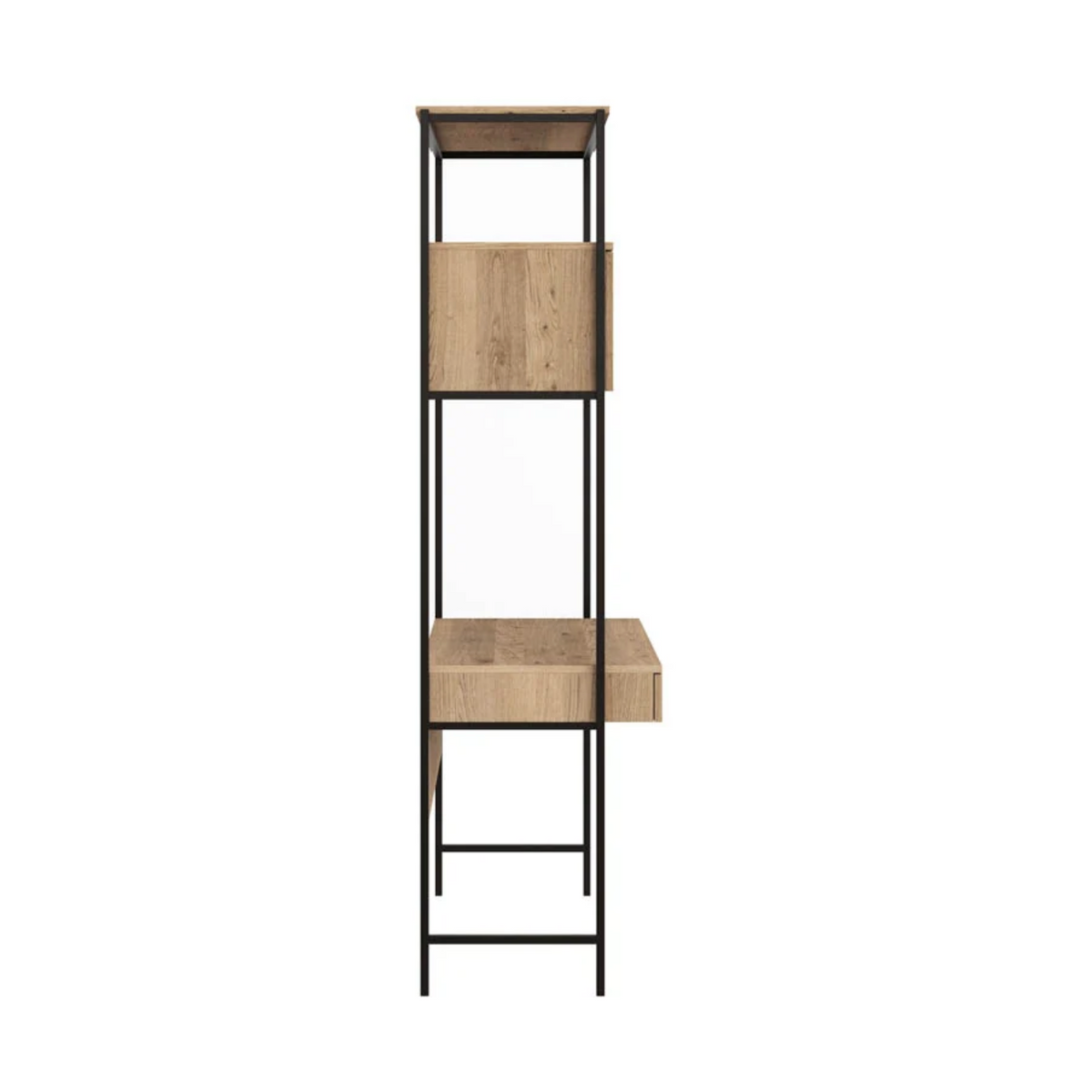 Ambrose Modular Rustic Oak Bookcase Desk