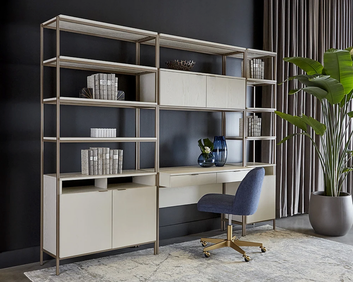 Ambrose Modular Small Champagne Gold & Cream Bookcase