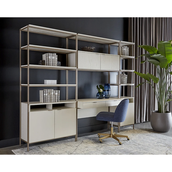 Ambrose Modular Small Champagne Gold & Cream Bookcase