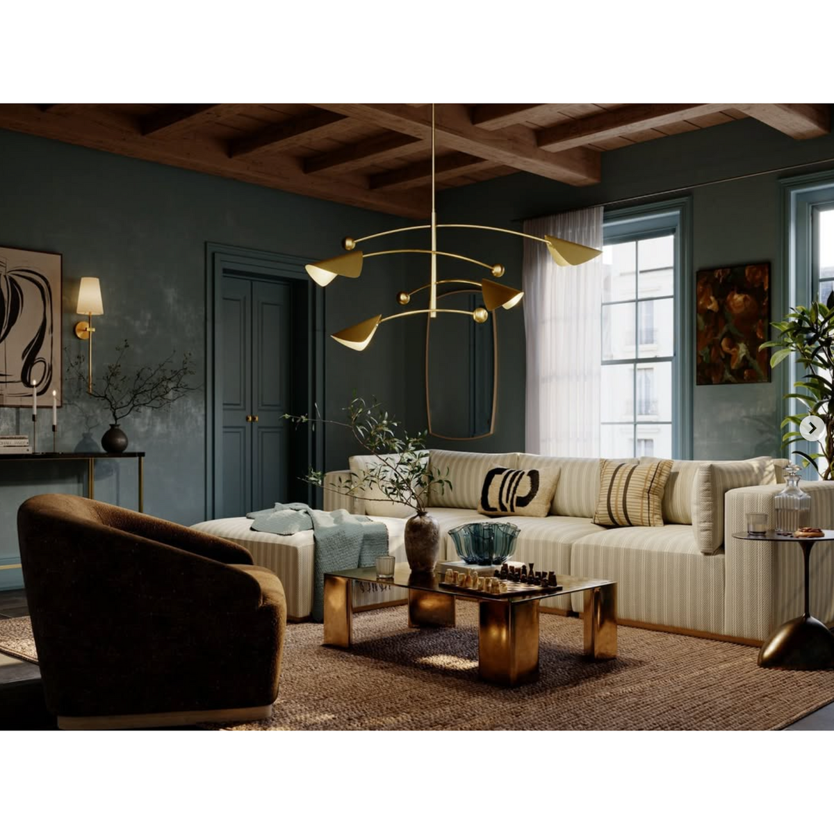 Occultation Natural Brass Chandelier