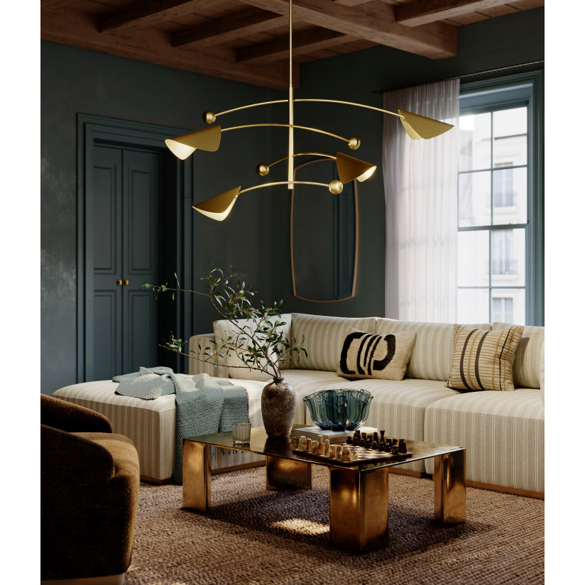 Occultation Natural Brass Chandelier