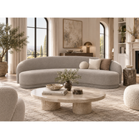Kendra Warm Grey Boucle Curved Sofa