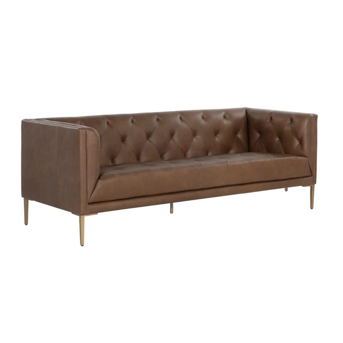 William Vintage Dark Caramel Leather Sofa