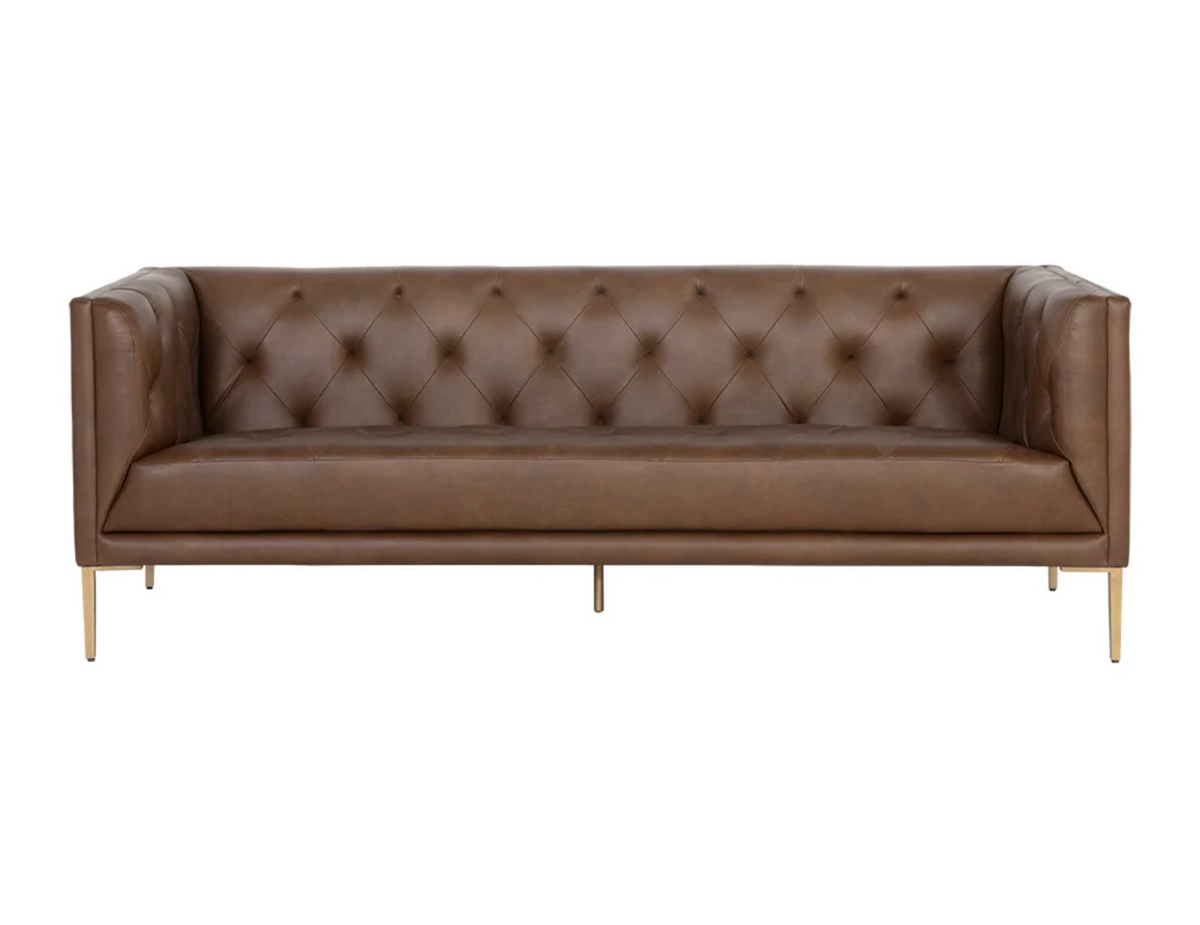 William Vintage Dark Caramel Leather Sofa