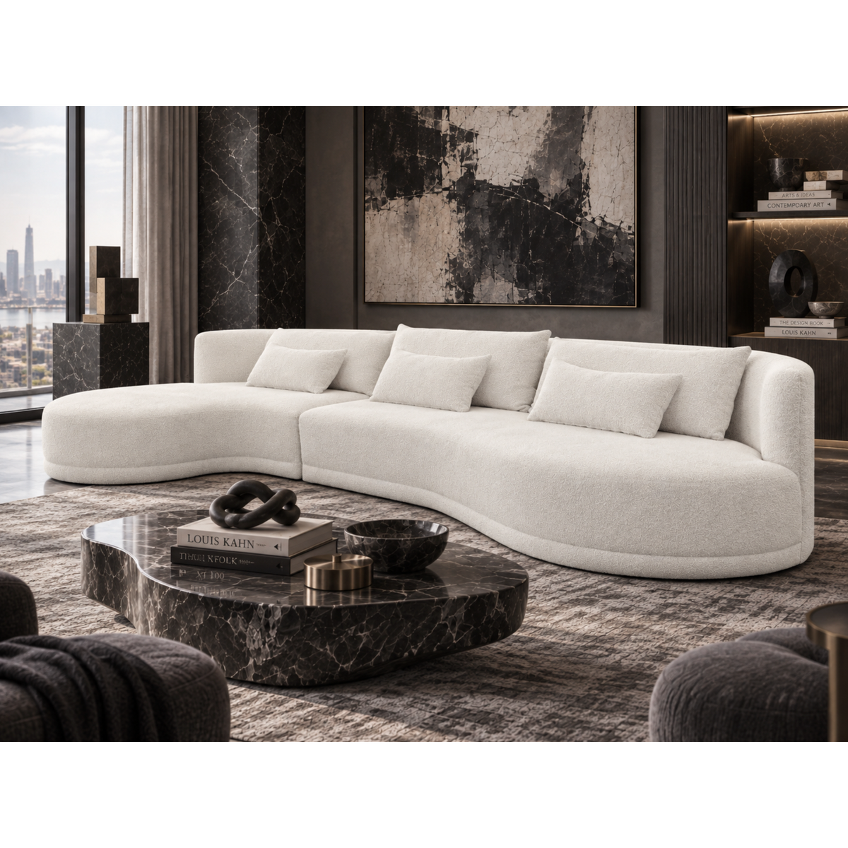 London LAF Copenhagen White Boucle Sectional