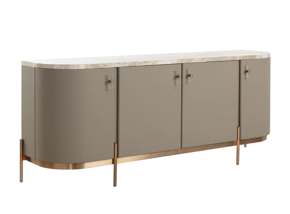 Cullen Taupe Leather & Marble Sideboard