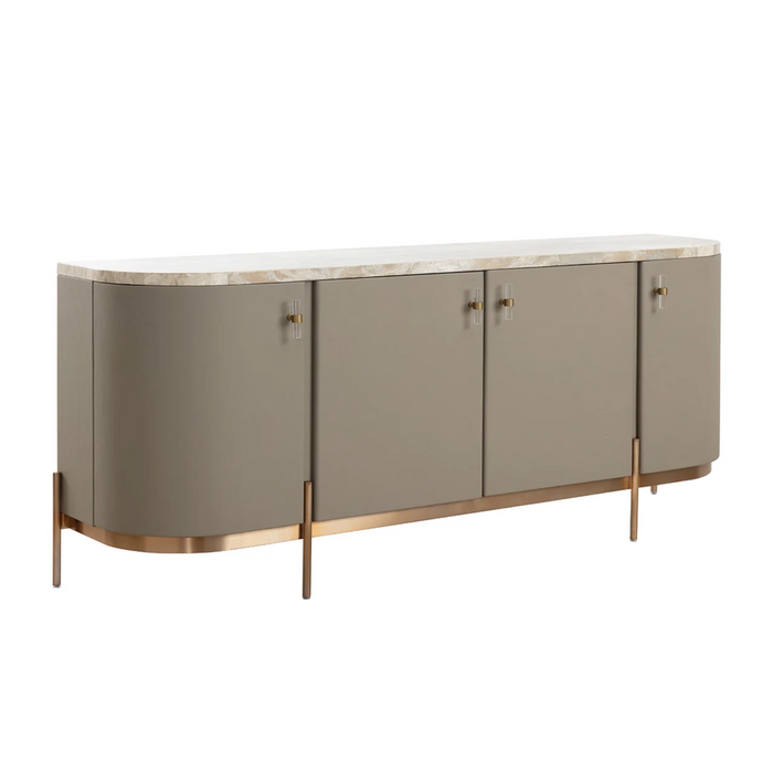 Cullen Taupe Leather & Marble Sideboard