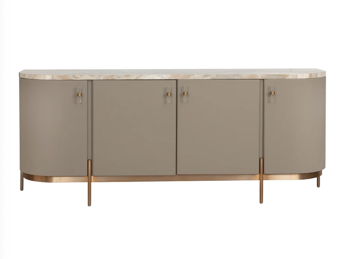 Cullen Taupe Leather & Marble Sideboard