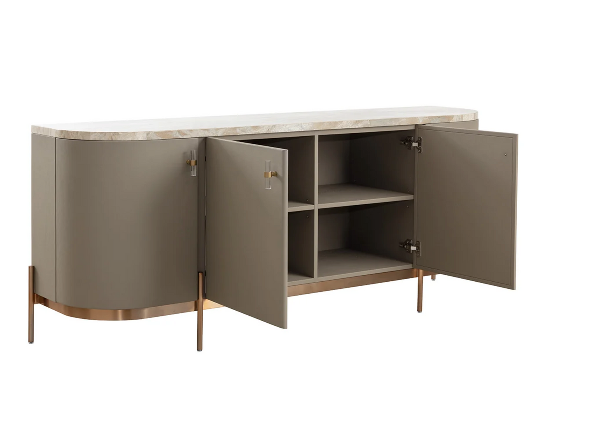 Cullen Taupe Leather & Marble Sideboard
