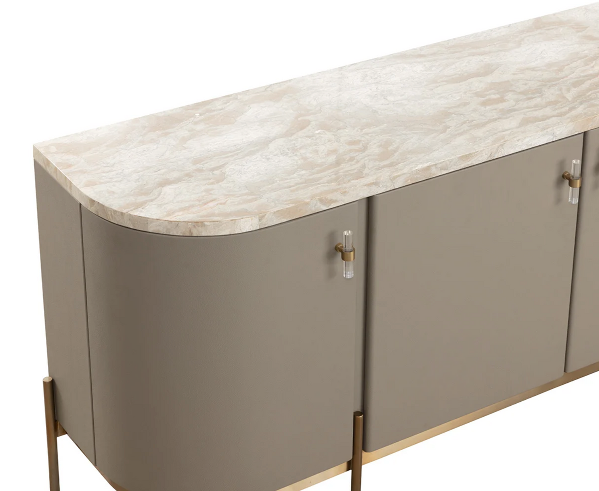 Cullen Taupe Leather & Marble Sideboard
