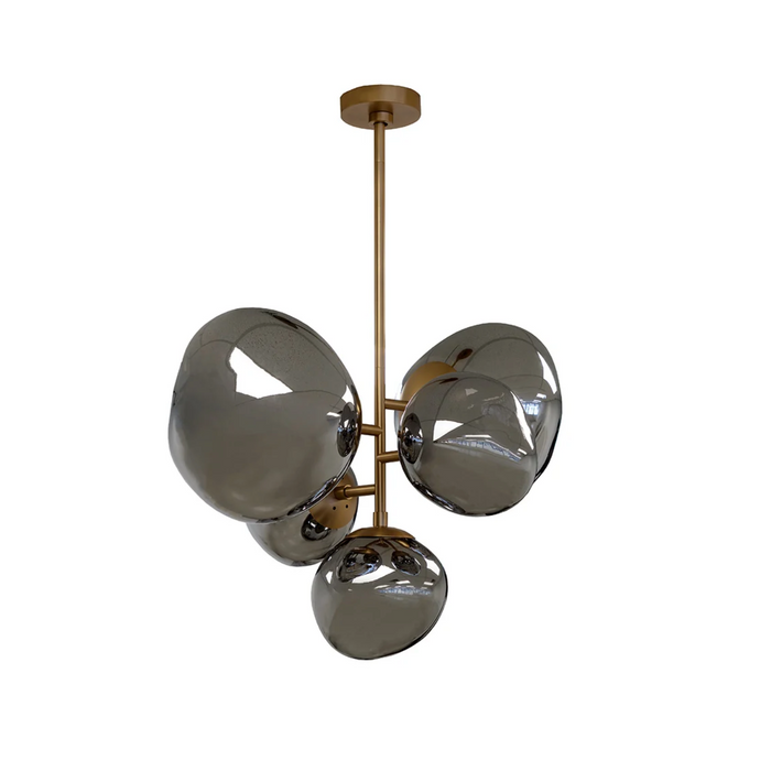 Dion Smoked Glass & Brushed Gold Pendant Light