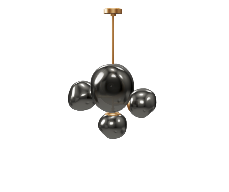 Dion Smoked Glass & Brushed Gold Pendant Light