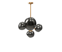 Dion Smoked Glass & Brushed Gold Pendant Light