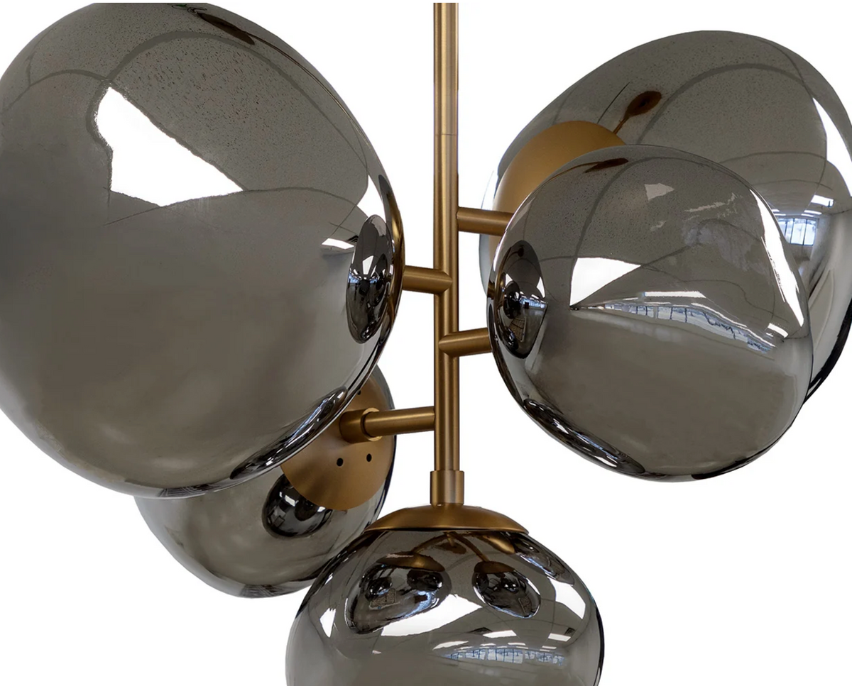Dion Smoked Glass & Brushed Gold Pendant Light