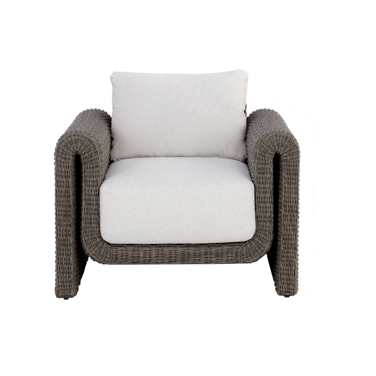 Tibi Charcoal Grey Handwoven Wicker Outdoor Lounge Chair