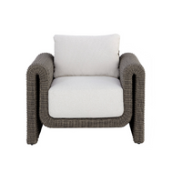 Tibi Charcoal Grey Handwoven Wicker Outdoor Lounge Chair