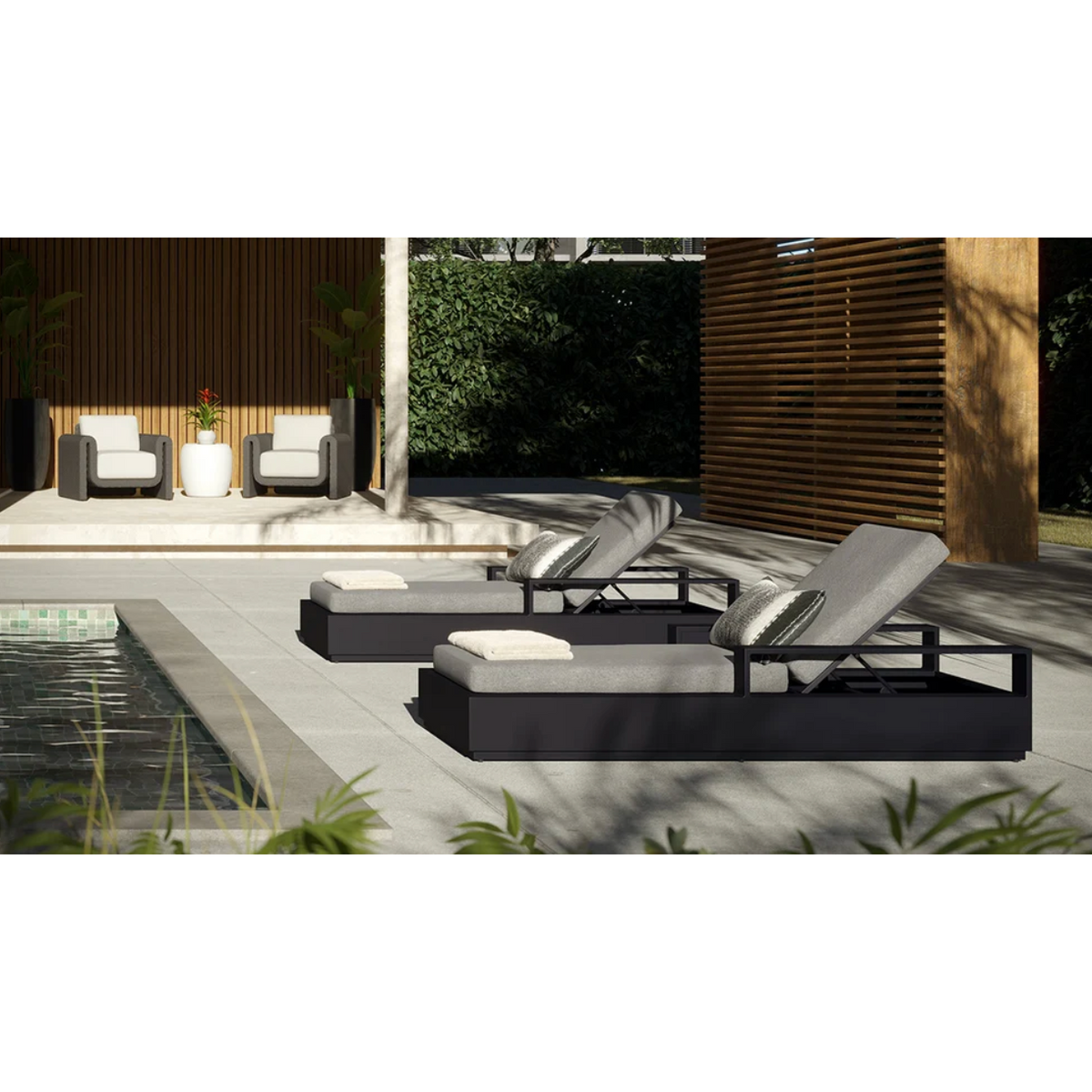 Tibi Charcoal Grey Handwoven Wicker Outdoor Lounge Chair