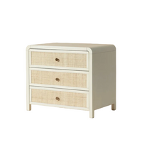 Tierra Antique White & Rattan Nightstand