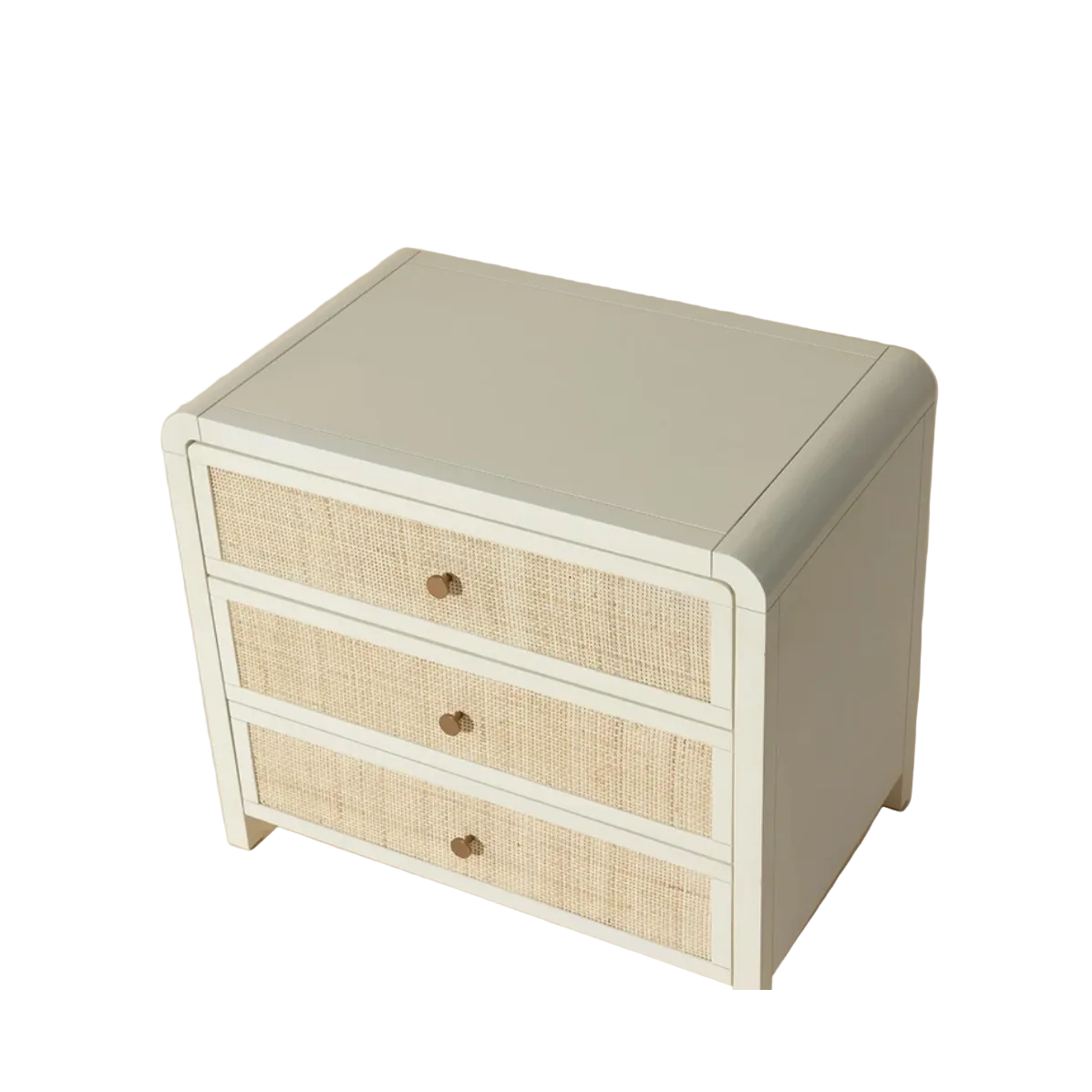 Tierra Antique White & Rattan Nightstand