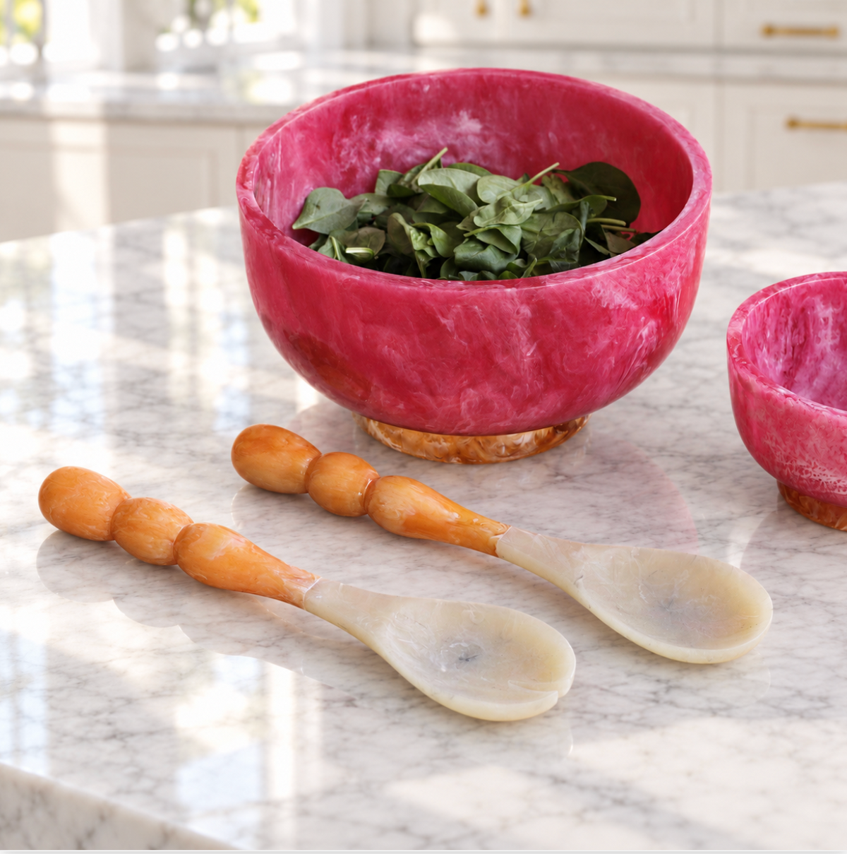 Resin Sorbet Salad Servers Tangerine, view 2