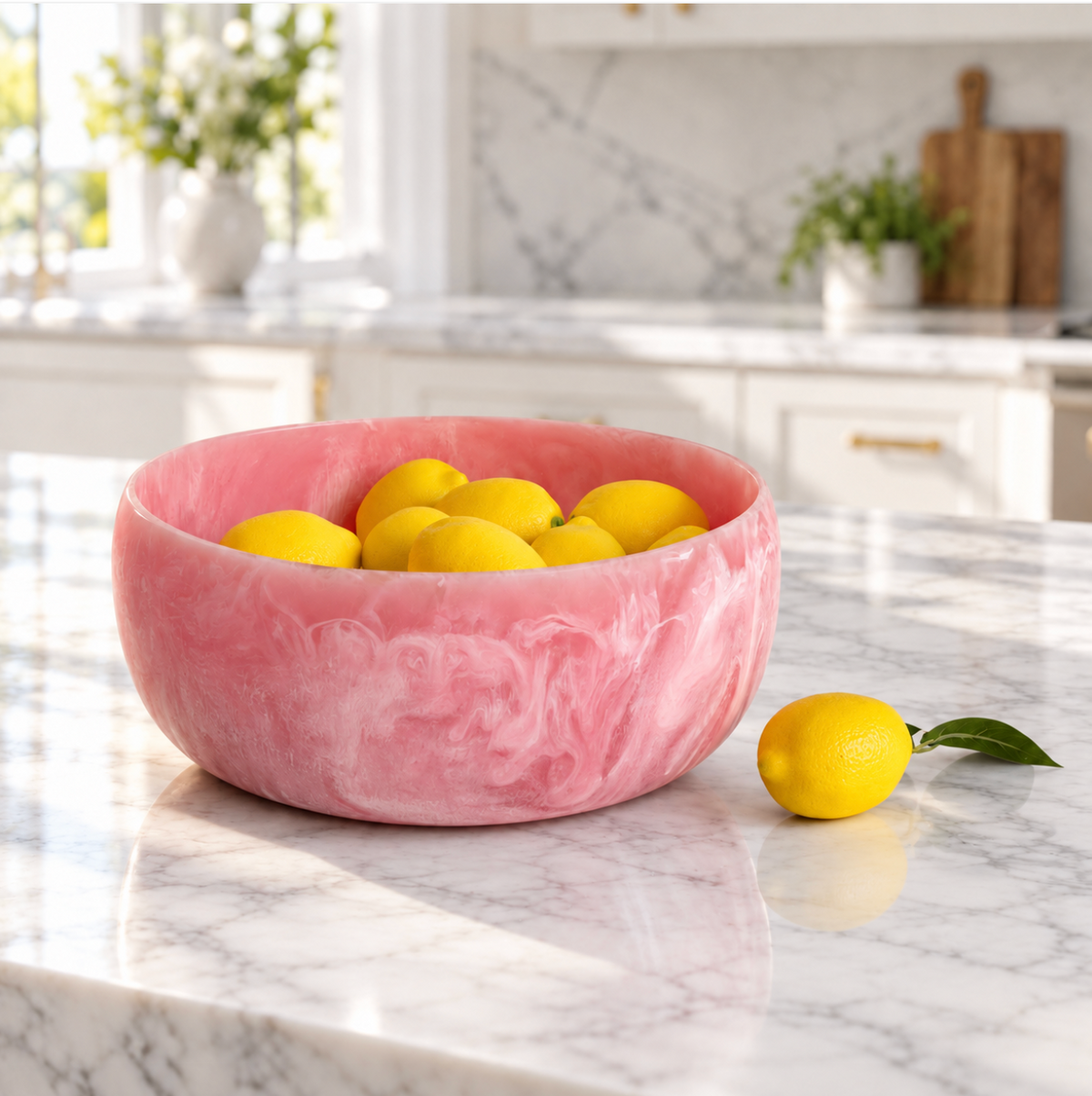 Resin Sorbet Large Round Bowl Raspberry, view 3