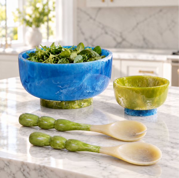 Resin Rio Turquoise Blue & Green Large Serving Bowl, view 2