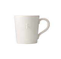 Bee Ceramic Coffee Mugs Set of 2, French Blue or Ecru