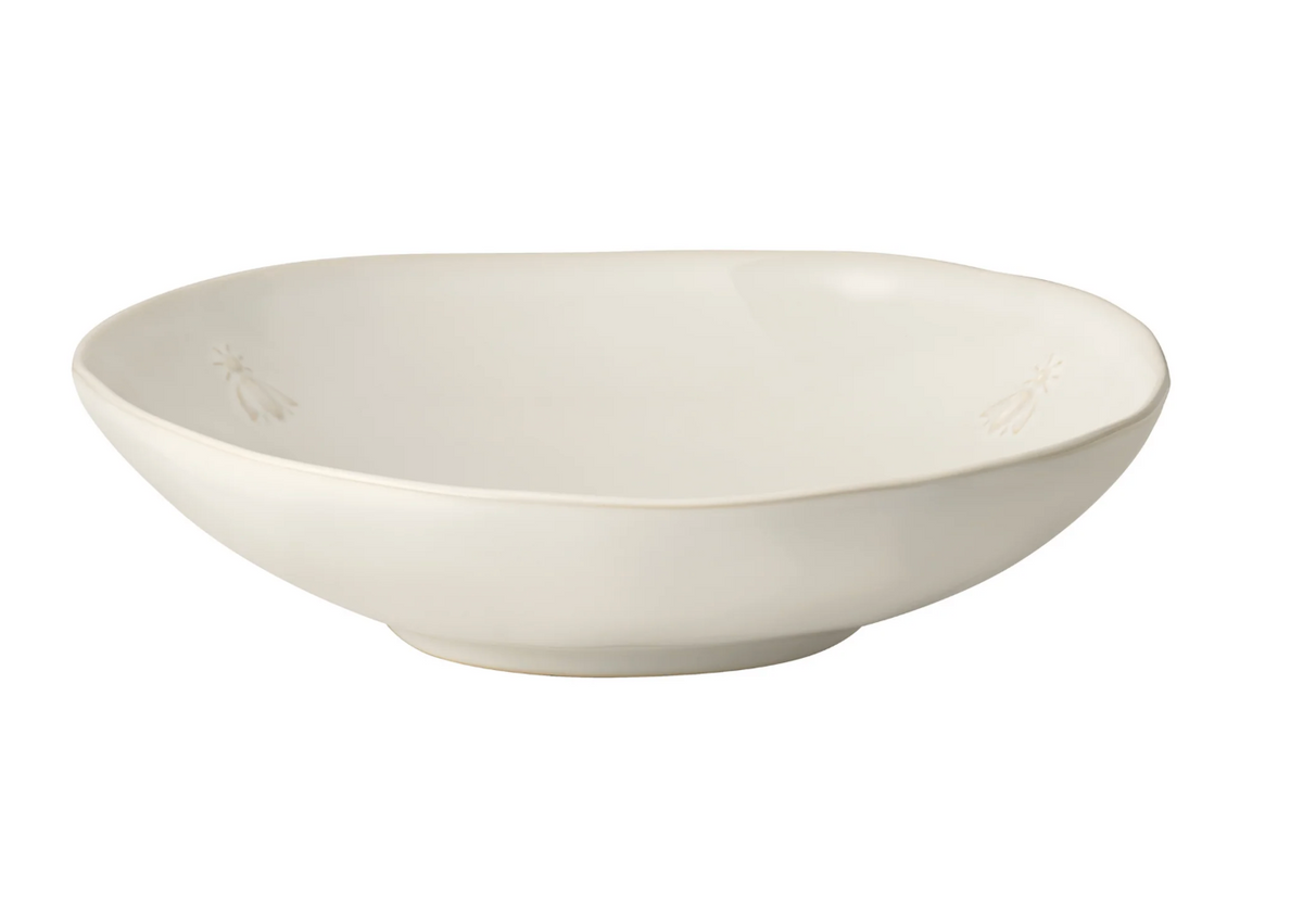 Bee Ceramic Pasta Bowls Set of 4, Ecru or French Blue