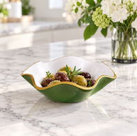 Encanto Carola Small Round Bowl Leaf Green & White
