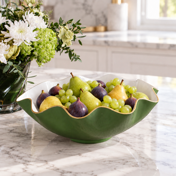 Encanto Carola Extra Large Bowl Leaf Green & White