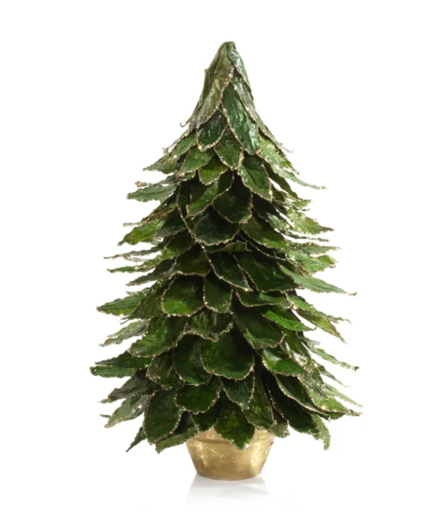 Natural Leaf Christmas Tabletop Tree on Pot