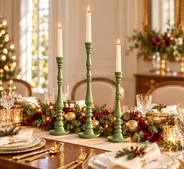 Crosby Medium Leaf Green Candlestick Holder