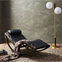 Torrence Black Leather Sling Chaise