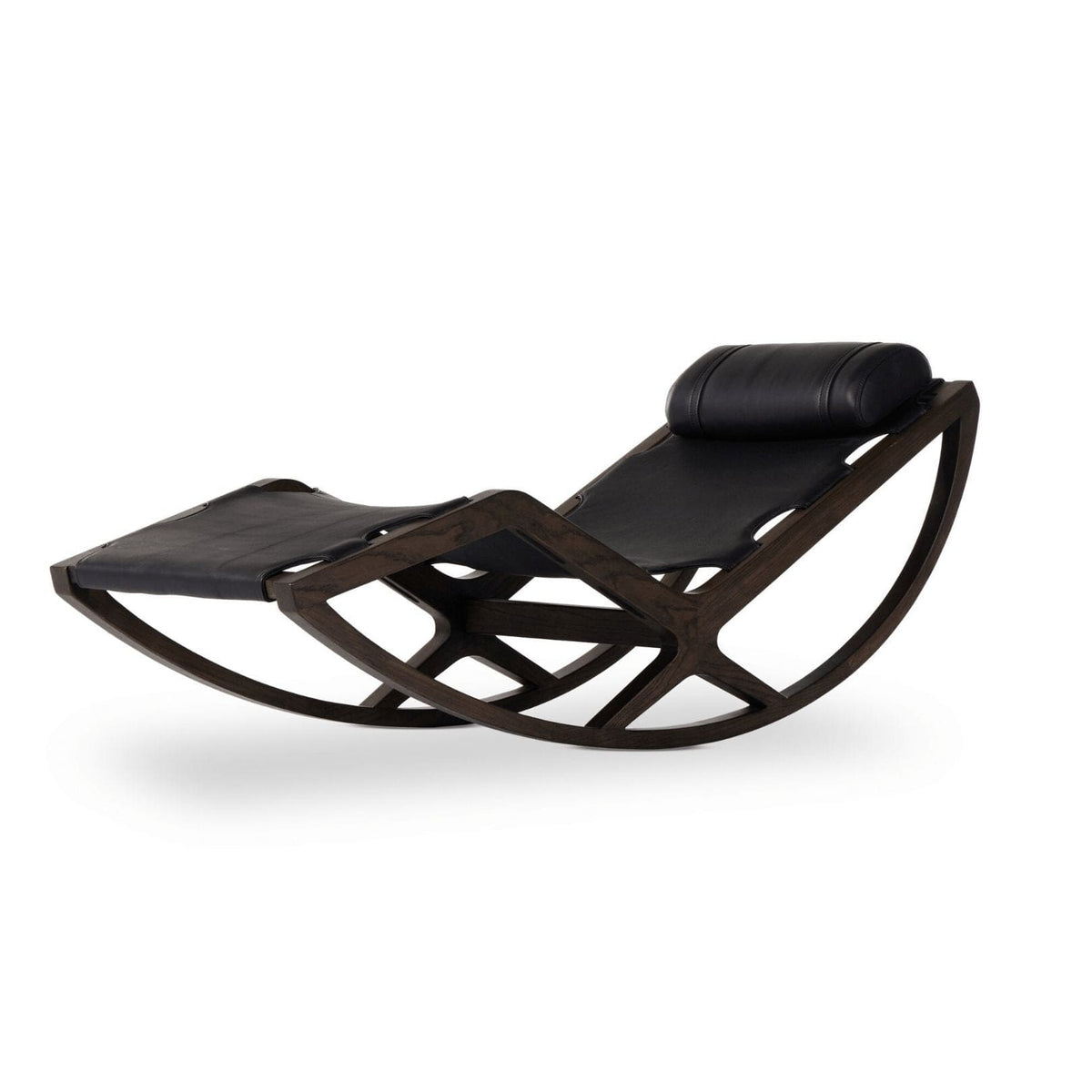 Torrence Black Leather Sling Chaise