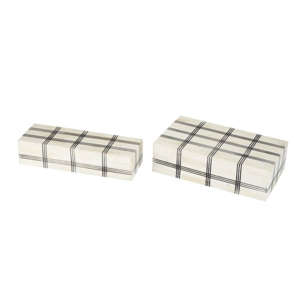 White & Black Checkered Bone Decorative Box