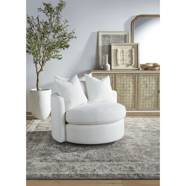 Lourne Snow Boucle Petite Swivel Sofa Chair